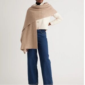 Quince Cashmere Ribbed Wrap - Beige